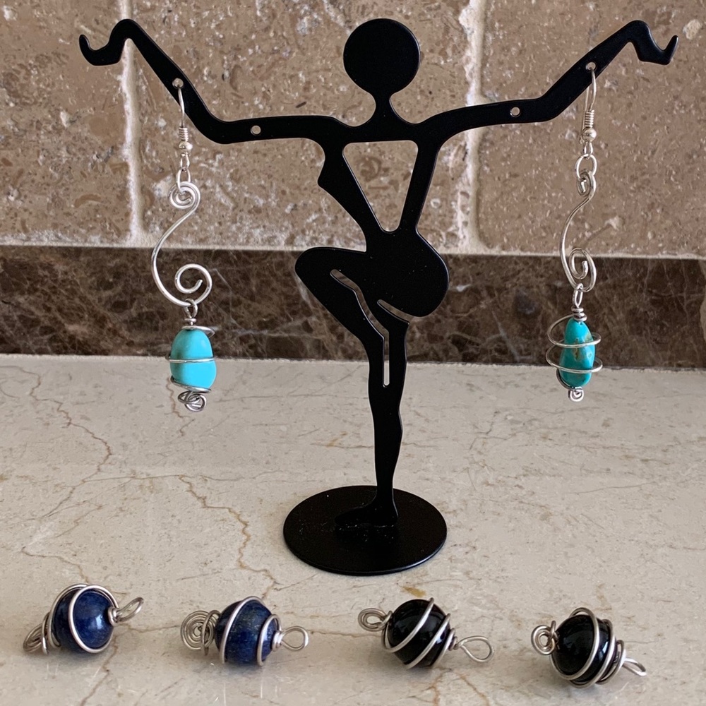 Sterling Silver Earrings Custom Made 3 Sets Stones